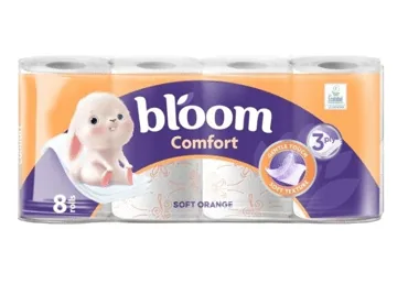 TUALETES PAPĪRS BLOOM COMFORT ORANGE 3KĀRTAS 8RUĻĻI