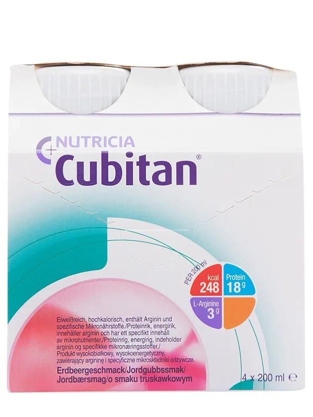 Nutricia Cubitan ar zemeņu garšu, 4 x 200 ml