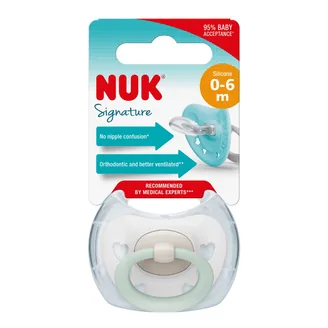 MĀNEKLĪTIS NUK SIGNATURE SILIKONA 0-6M 1GAB