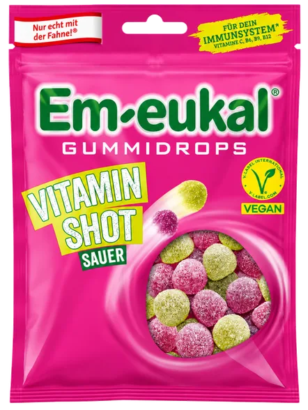 Dr. Soldan Em-Eukal Gummidrops Vitamin shot sauer želejas konfektes, 90 g