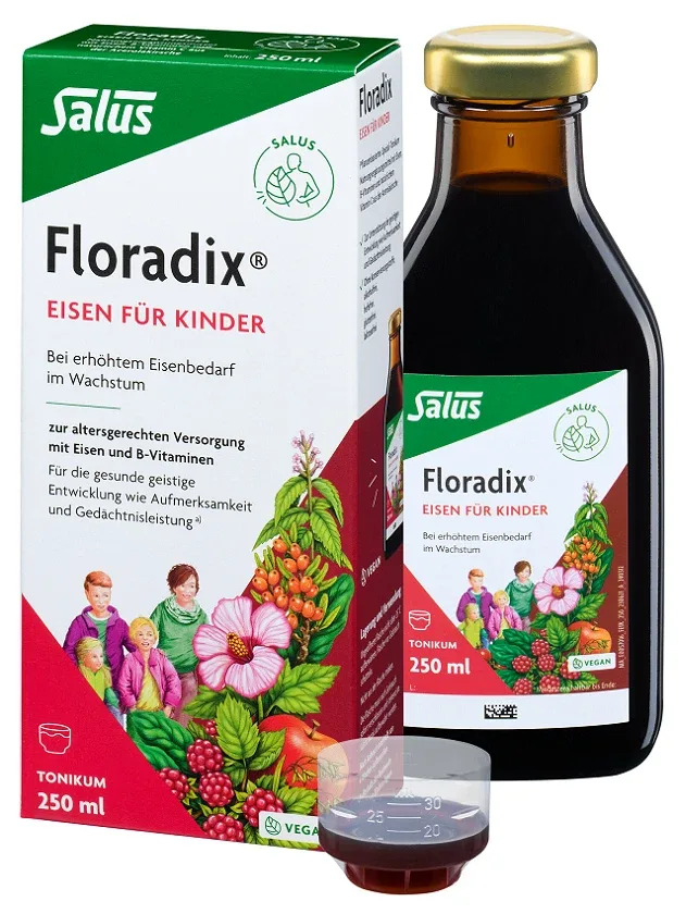 Floradix Dzelzs bērniem ar aveņu garšu, 250 ml