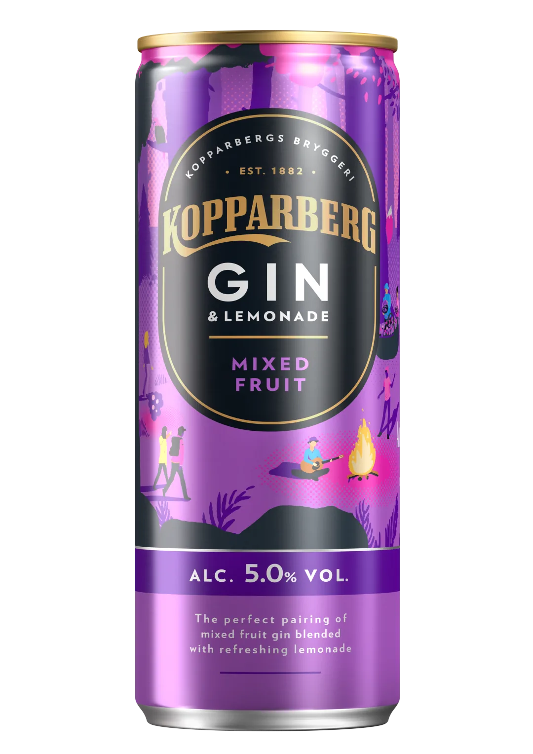 Алкогольный коктейль Kopparberg Gin & Lemonade Mixed Fruit, 5%, банка, 0,25 л