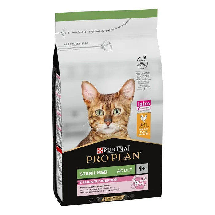 SAUSĀ BARĪBA KAĶIEM PRO PLAN STERIL DELICATE AR VISTAS GAĻU, 1.5KG