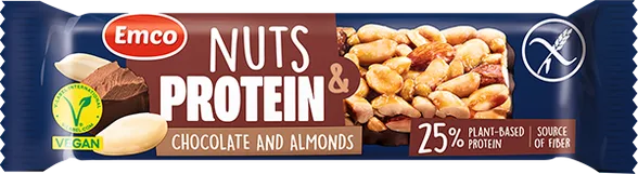 Emco Chocolate and Almonds nuts & protein batoniņš, 40 g