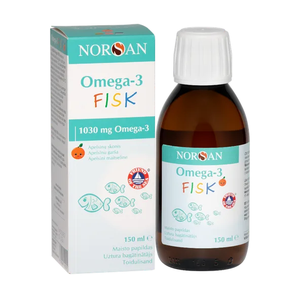 Norsan Omega-3 fisk ar apelsīnu garšu eļļa, 150 ml