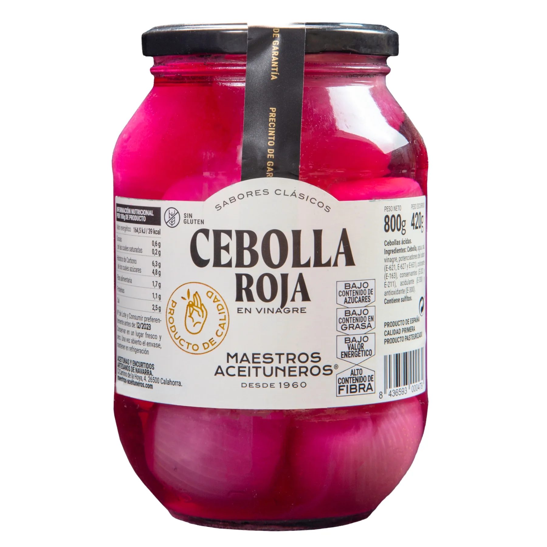 SĪPOLI SARKANIE, MARINĒTI MAESTROS ACEITUNEROS, 800G/420G