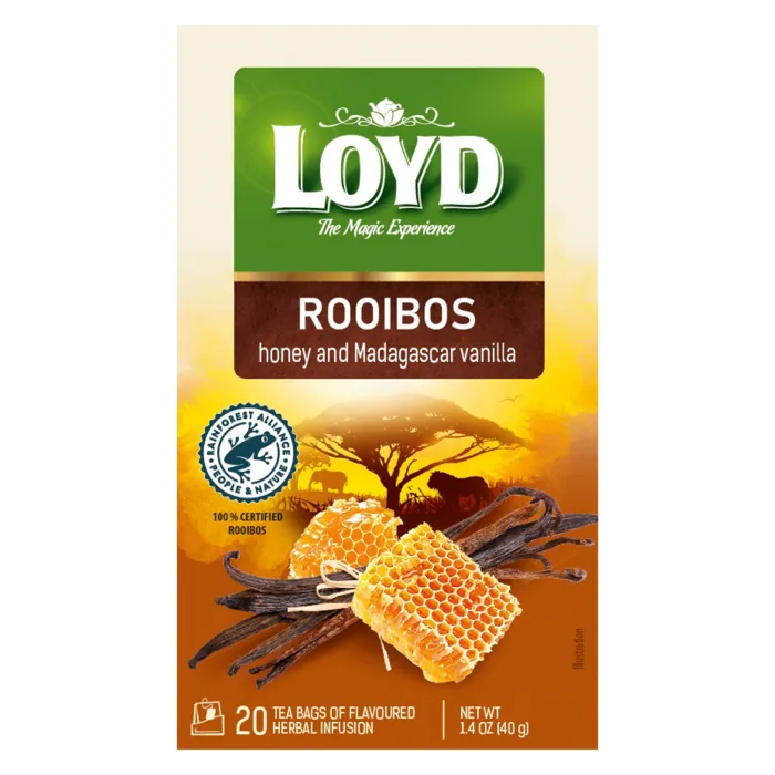 TĒJA LOYD ROOIBOS AR MEDUS UN VANIĻAS GARŠU 20X2G