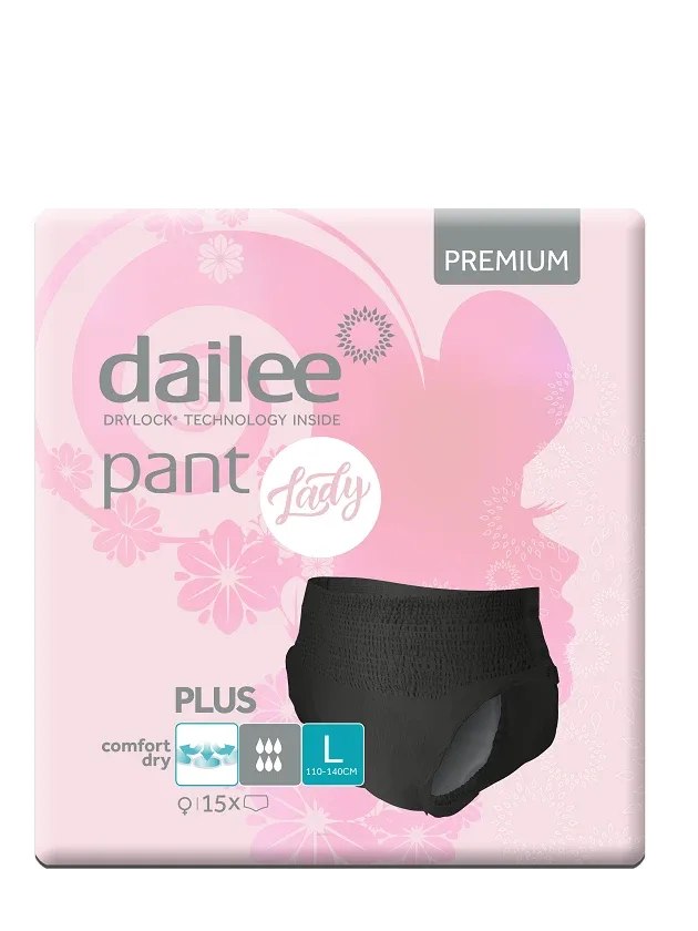 Dailee Lady Pant Premium plus autiņbiksītes L melnas, 15 gb.