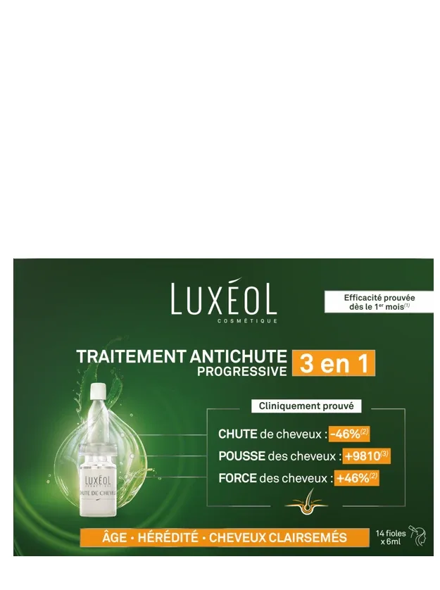 Luxéol 3 in 1 ampulas pret progresējošu matu izkrišanu, 14 gb.
