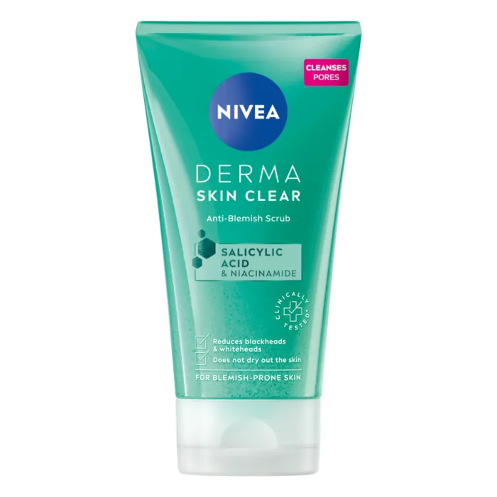 SEJAS SKRUBIS NIVEA DERMA SKIN CLEAR ĀDAI AR IZSITUMIEM 150ML