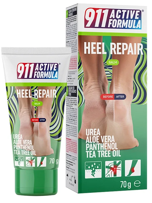911 Active Formula balzams saplaisājušiem papēžiem 10% urea, 70 g