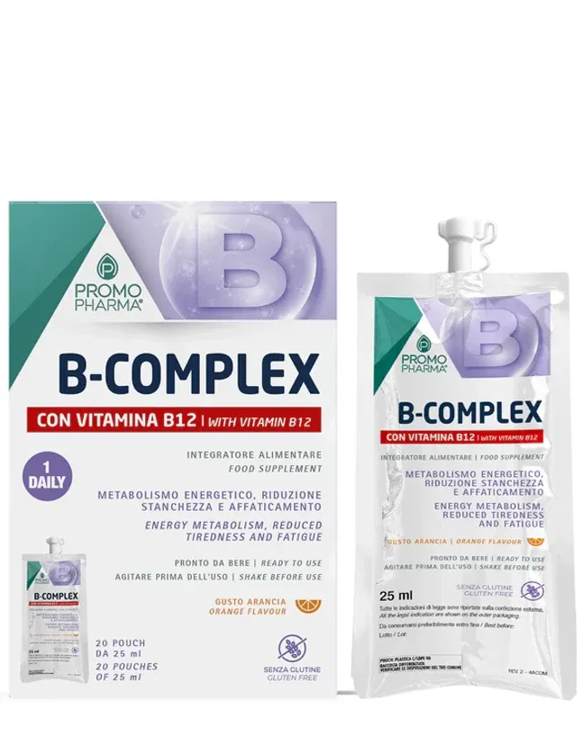 Promopharma B-complex ar vitamīnu B12 paciņas, 20 x 25 ml