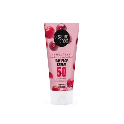 Organic Shop SPF50 dienas sejas krēms taukainai ādai 50 ml