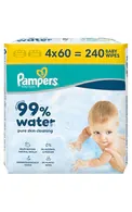 PAMPERS WATER MITRĀS SALVETES BĒRNIEM, 4X60GAB.