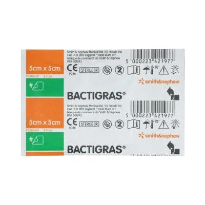 Bactigras brūču pārsējs 5 x 5 cm N1