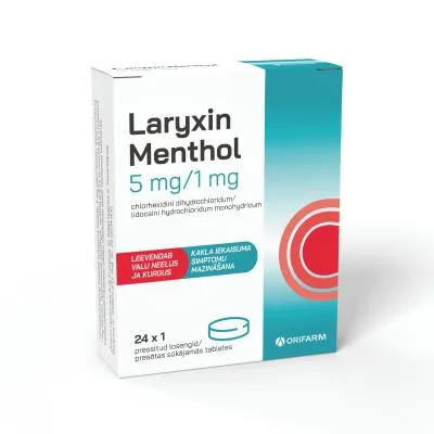 Laryxin Menthol 5 mg/1 mg sūkājamās tabletes N24