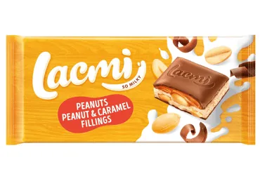 PIENA ŠOKOLĀDE LACMI ZEMESRIEKSTU UN KARAMEĻU 87G