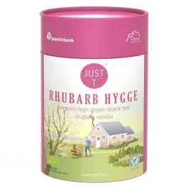 TĒJA MELNĀ RHUBARB HYGGE BIO 80G HIGH GROWN LOOSE LEAF TEA