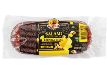 SALAMI AR ČEDARAS SIERU UN PISTĀCIJĀM ĀDAŽI 400G