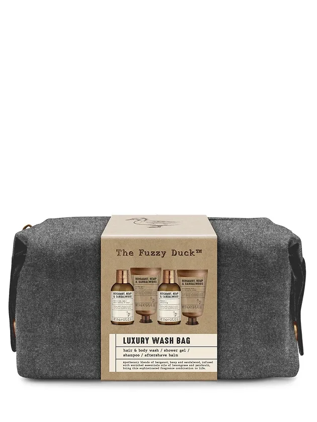 Baylis & Harding the Fuzzy Duck bergamot hemp & sandalwood men's luxury wash bag dāvanu komplekts