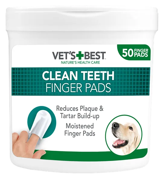 Vet's+Best Clean Teeth Finger uzpirksteņi zobu tīrīšanai, 50 gab.