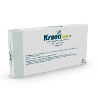 Kreon 10 000 V zarnās šķīstošās cietās kapsulas N20
