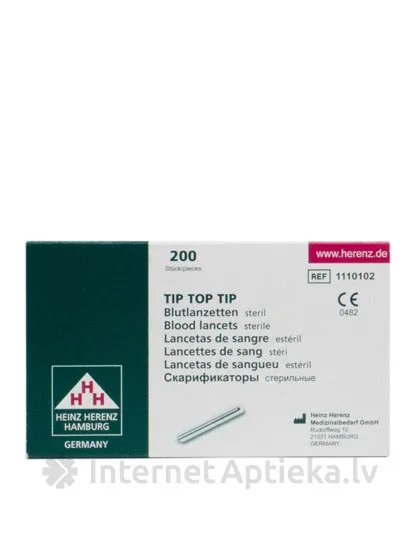 Tip top tip lancetes - sterilas, 200 gb.