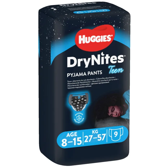 BIKSĪTES HUGGIES DRY NITES BOY 27-57 KG 9GB