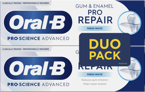 Oral-B Pro Science Advanced gum & enamel fresh white, 2 x 75 ml zobu pasta