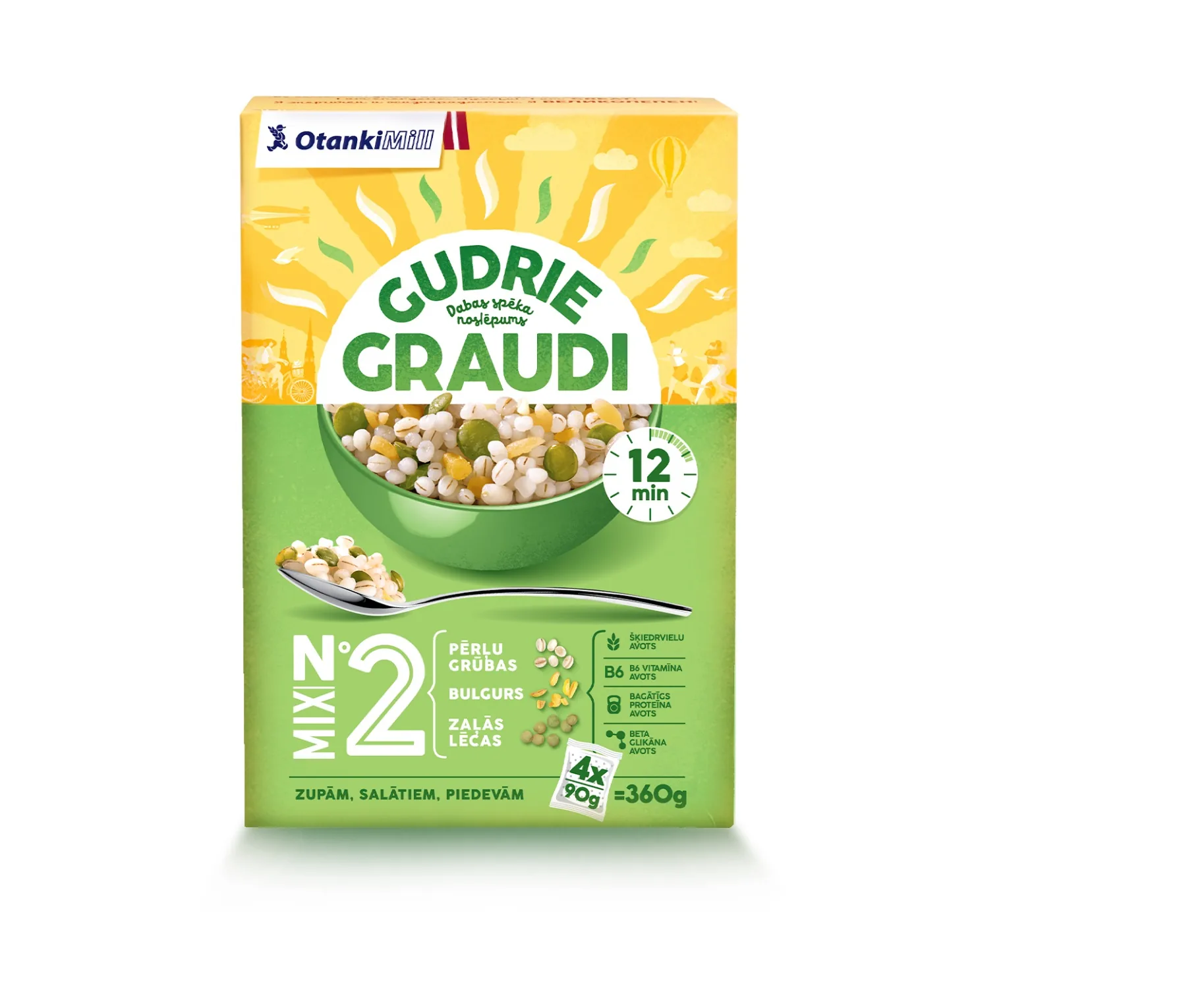 GRŪBU, ZAĻO LĒCU, BULGURA MAISĪJUMS GUDRIE GRAUDI, 4X90G