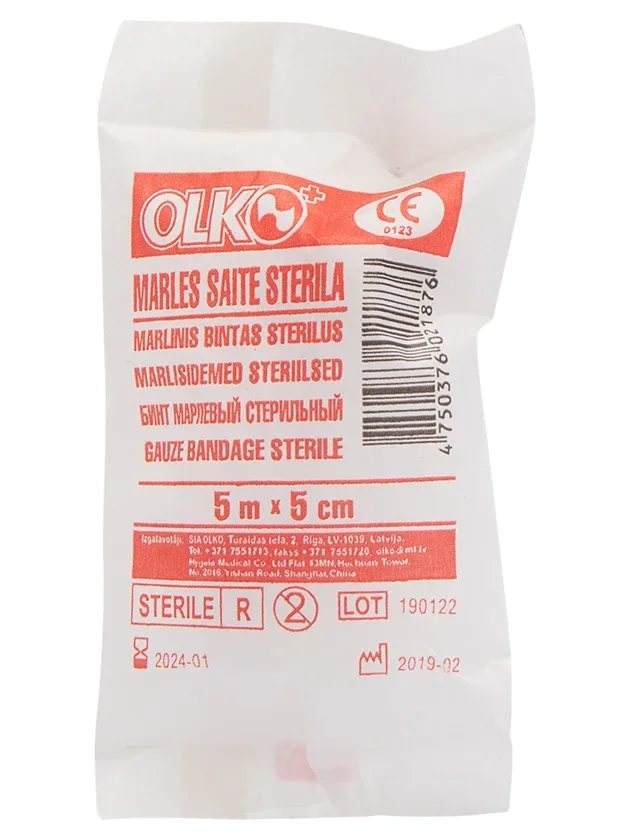 Olko Marles Saite - Sterila, 5 m X 5 cm, iepakojumā, 1 gb.