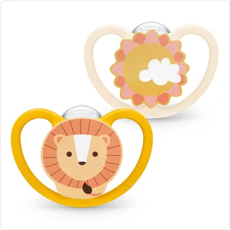 Силиконовая пустышка NUK Space, 6-18 м, 2 шт.