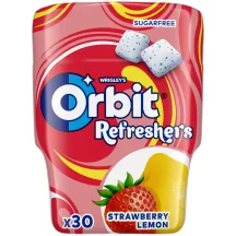 KOŠĻĀJAMĀ GUMIJA ORBIT REFRESHERS STRAWBERRY LEMON AR SALDINĀTĀJU 67G