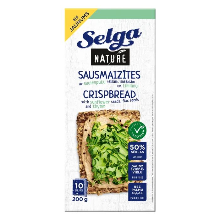 SAUSMAIZĪTES SELGA NATURE AR TIMIĀNU UN SĒKLĀM 200G