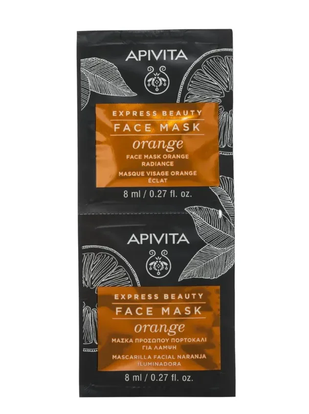Apivita Express Mirdzuma sejas maska ar apelsīnu, 2 x 8 ml