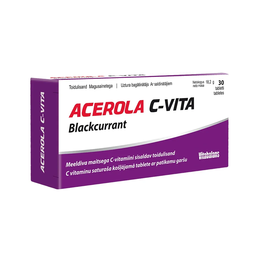 Acerola C-Vita upeņu, 30 tabletes