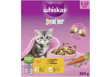 SAUSĀ KAĶU BARĪBA VISTAS JUNIOR WHISKAS 800G