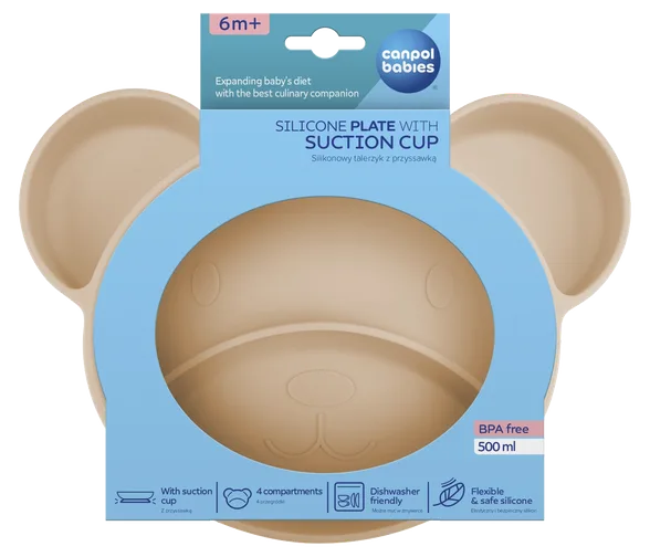 Canpol Babies Bear Beige šķīvis, 1 gab.