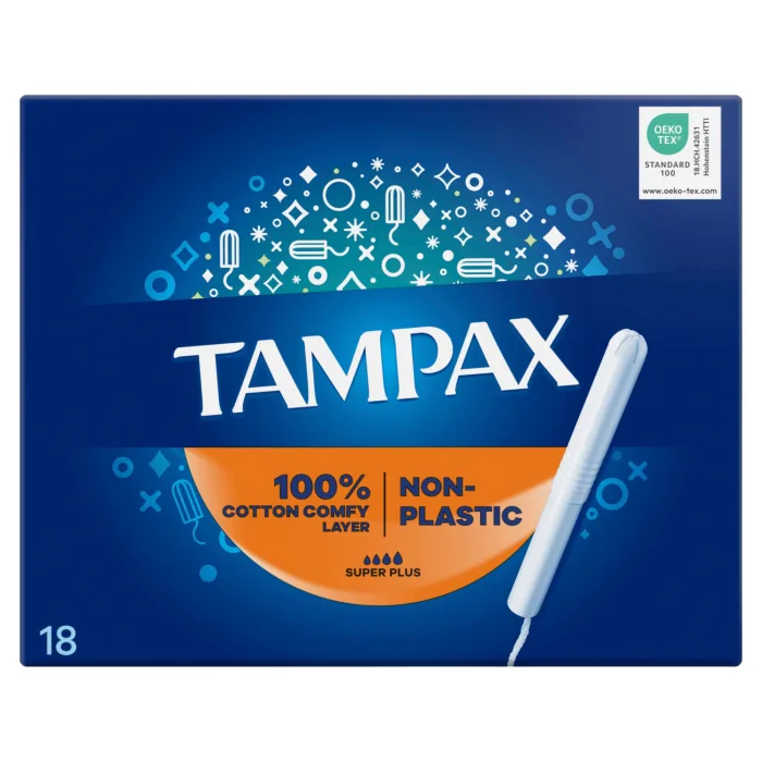 HIGIĒNISKIE TAMPONI TAMPAX PLASTIC FREE SUPER PLUS 18GAB