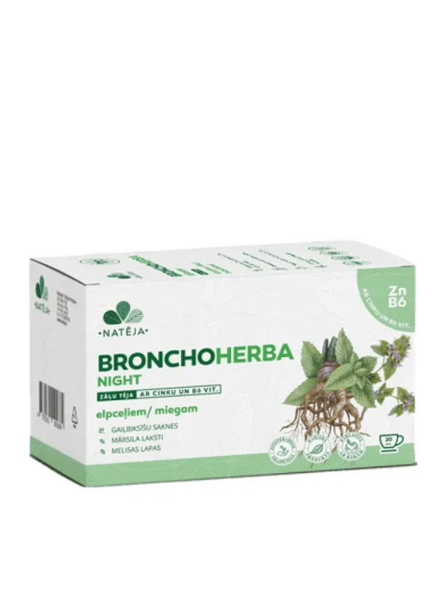 Natēja Bronchoherba Night tēja, 20 paciņas