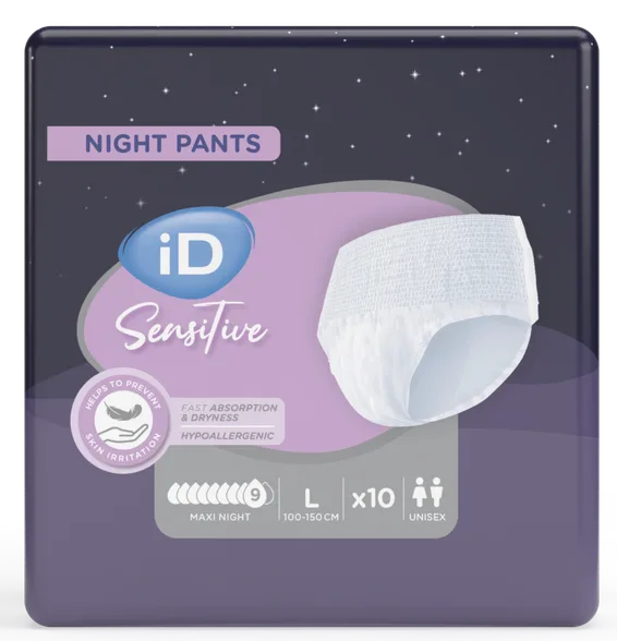 Id Sensitive Pants Maxi night L (100-150 cm) biksītes, 10 gab.