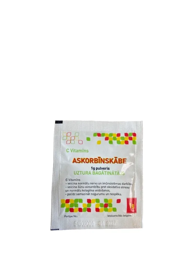 Askorbīnskābe C vitamīns pulveris, 1 g