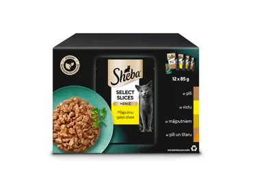 KONSERVĒTA KAĶU BARĪBA SHEBA MĀJPUTNU 12X85G
