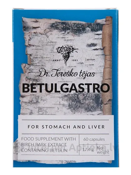 Dr.Tereško tējas betulgastro kuņģim un aknām, 60 kapsulas