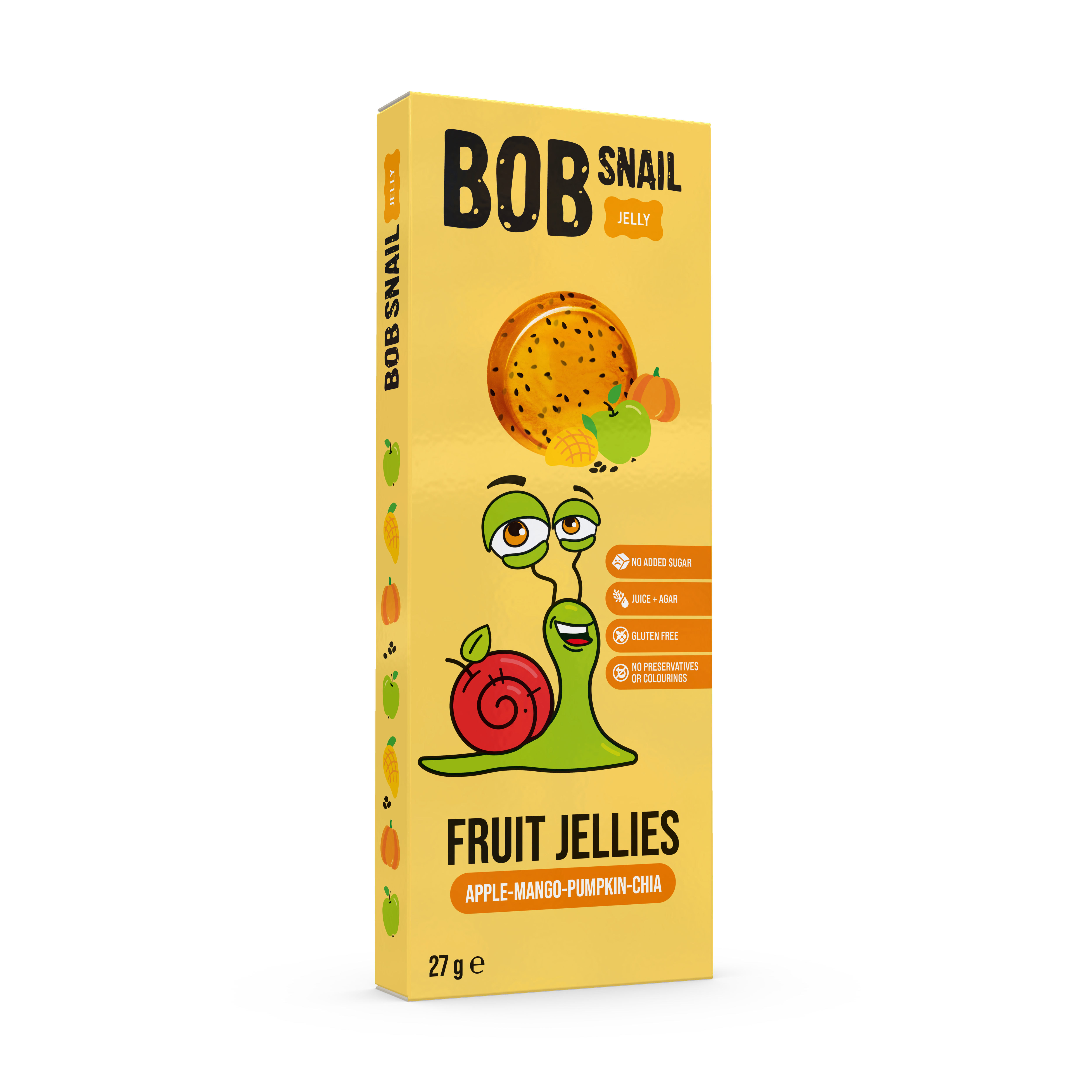 AUGĻU MARMELĀDE BOB SNAIL, ĀBOLU-MANGO-ĶIRBJU-ČIA, 27G
