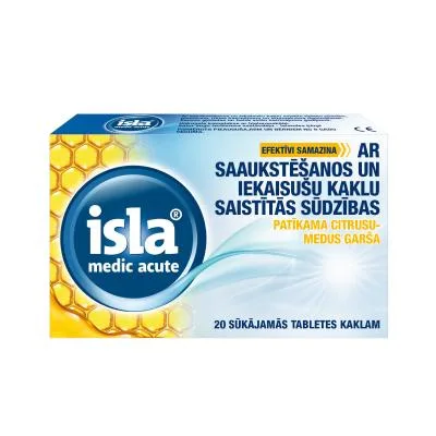 Isla Medic Acute sūkājamās tabletes ar citrusa un medus garšu N20