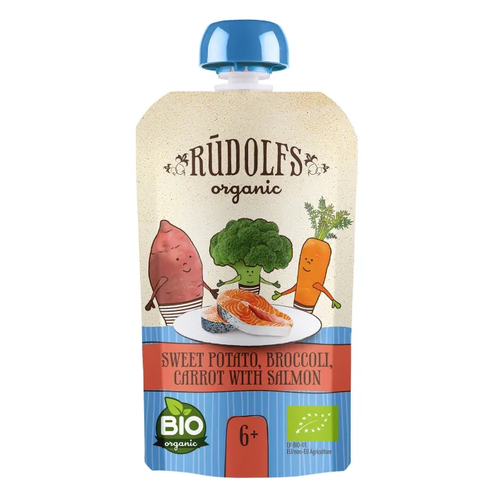 BIEZENIS RŪDOLFS BIO SALDAIS KARTUPELIS, BROKOLIS, BURKĀNS AR LASI, 110G.