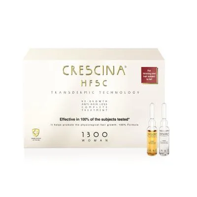 Crescina Transdermic ampulu komplekss matu augšanai un pret matu izkrišanu sievietēm, intensitāte 1300, N20+20