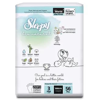 Autiņbiksītes Sleepy BIO Natural 3 4-10 kg 56 gab