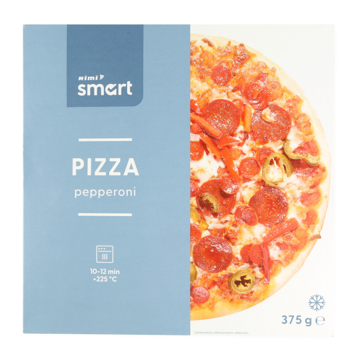 PICA RIMI SMART AR MOZZARELLA SIERU, PEPPERONI, MARINĒTIEM HALAPENJO PIPARIEM UN SARKANO PAPRIKU 375G